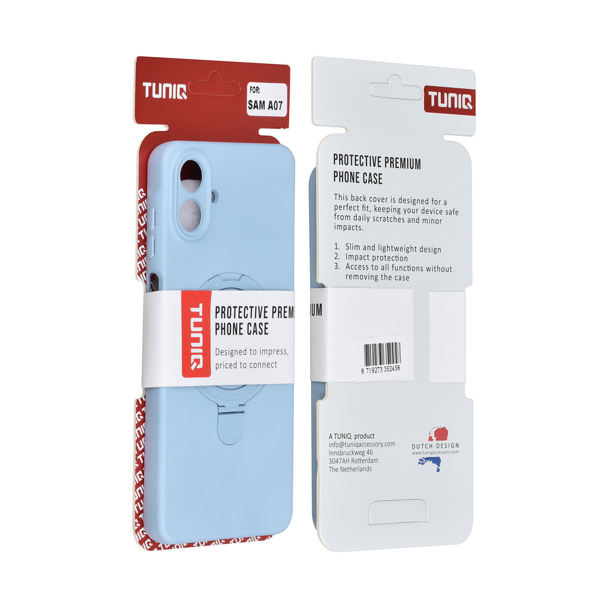 TUNIQ TUNIQ Galaxy A07 Backcover hoesje - Magsafe With Ring Stand - Hanger - Baby Blue, foto 3 van 3