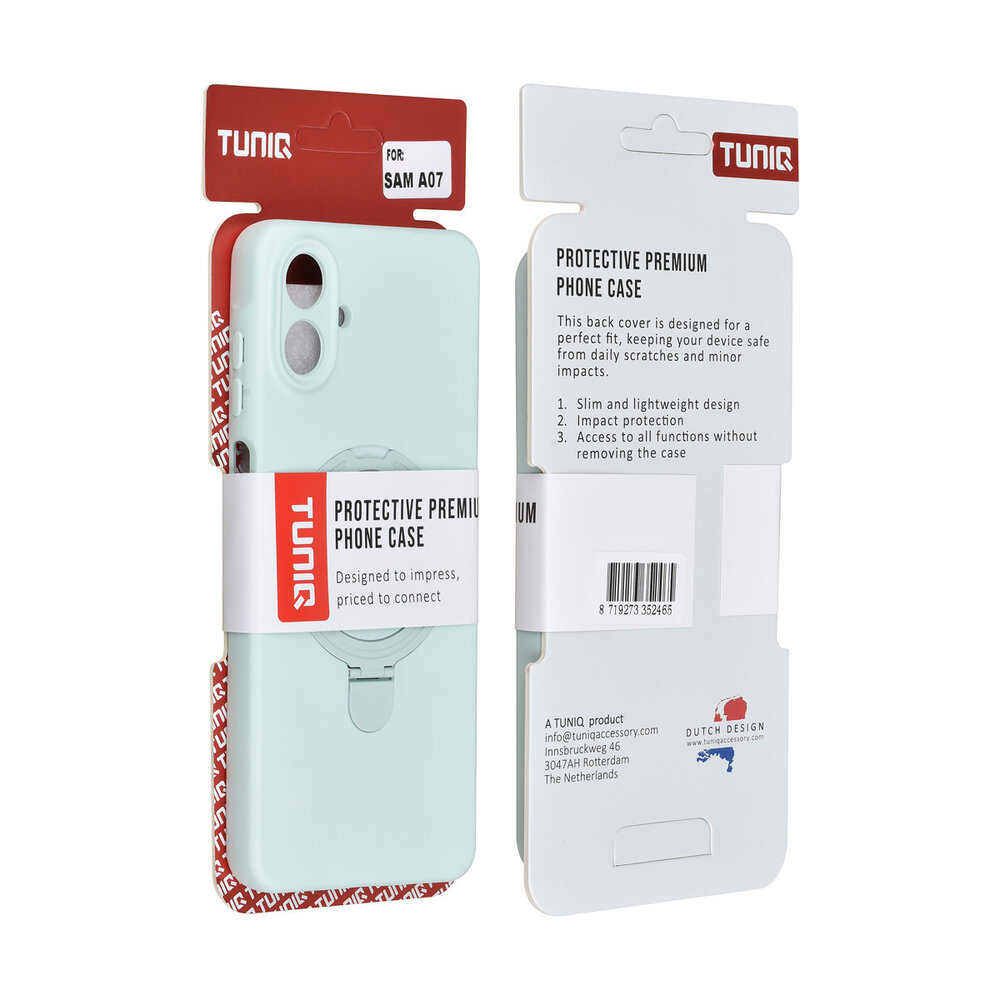 TUNIQ TUNIQ Galaxy A07 Back-Cover hul - Magsafe With Ring Stand - Hanger - Mint Green TUNIQ TUNIQ Galaxy A07 Back-Cover hul - Magsafe With Ring Stand - Hanger - Mint Green