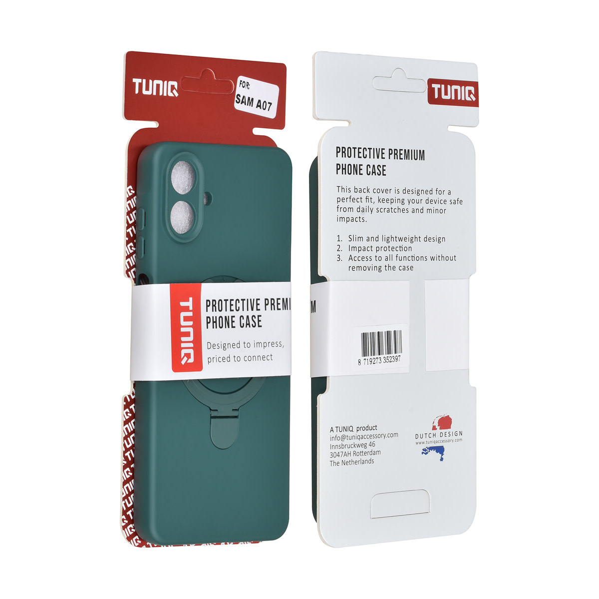 TUNIQ TUNIQ Galaxy A07 Backcover hoesje - Magsafe With Ring Stand - Hanger - DonkerGroen, foto 3 van 3