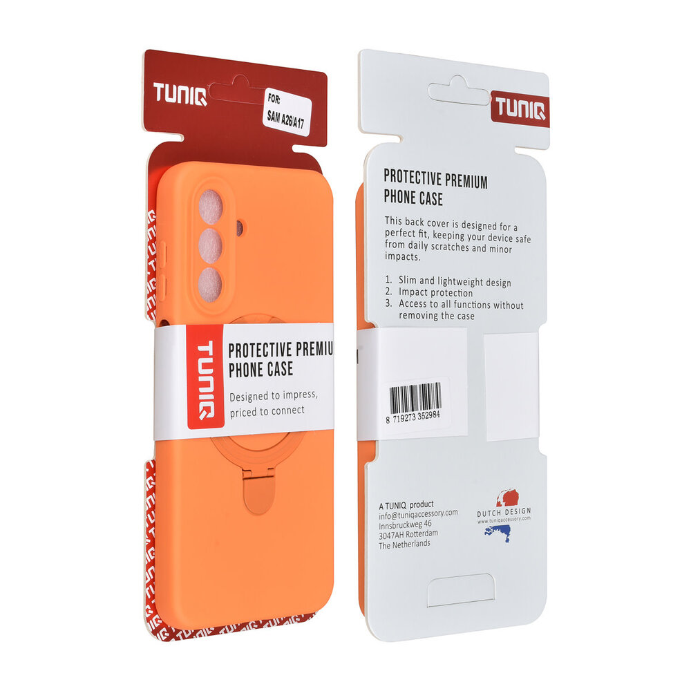 TUNIQ TUNIQ Galaxy A17 Back cover case - Magsafe With Ring Stand - Hanger - Tangerine Orange TUNIQ TUNIQ Galaxy A17 Back cover case - Magsafe With Ring Stand - Hanger - Tangerine Orange