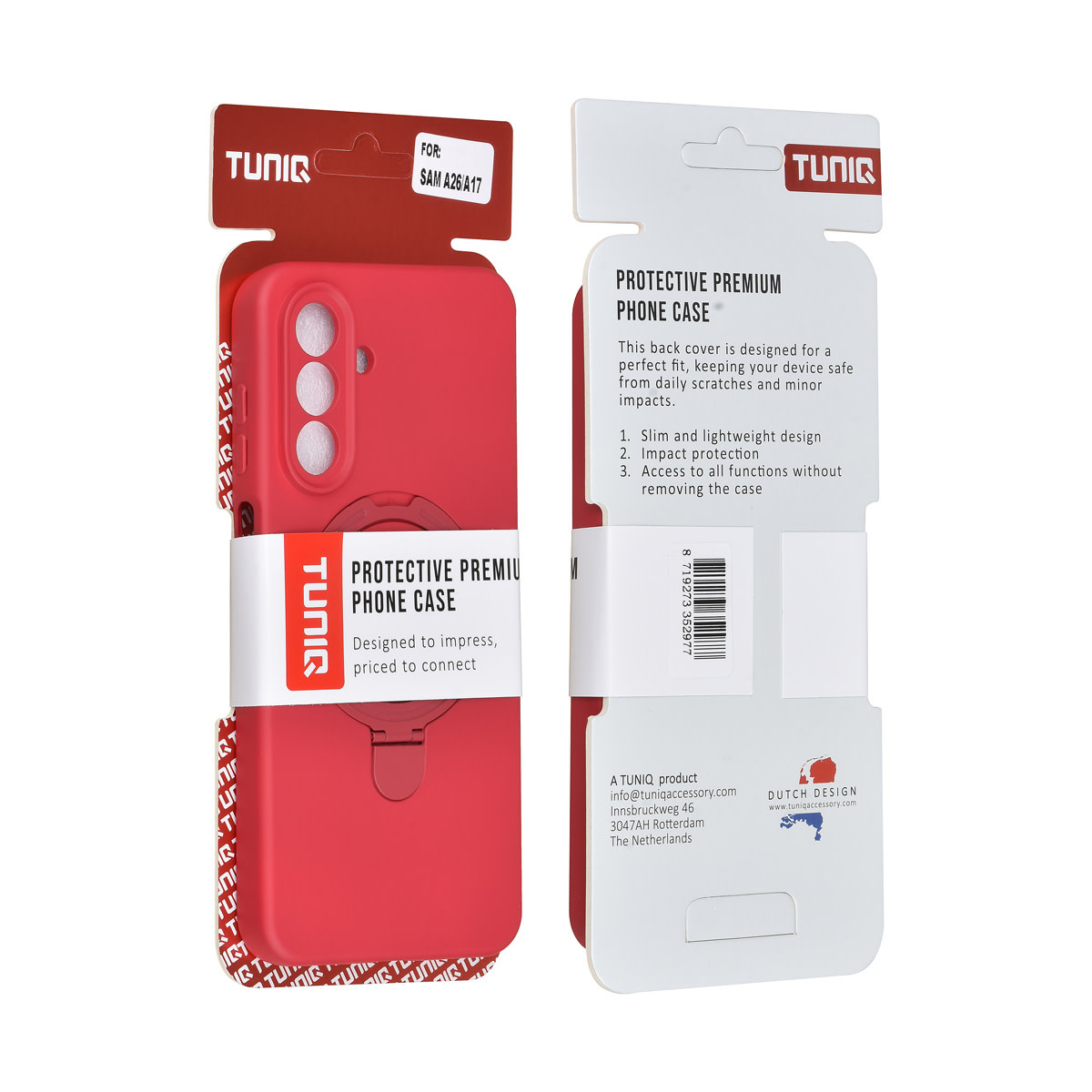 TUNIQ TUNIQ Galaxy A17 Backcover hoesje - Magsafe With Ring Stand - Hanger - Cherry Red, foto 3 van 3