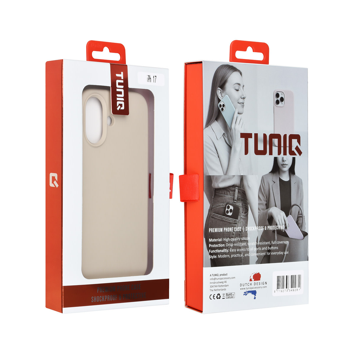 TUNIQ TUNIQ iPhone 17 Backcover hoesje - Premium Liquid Silicon - Beige, foto 3 van 3