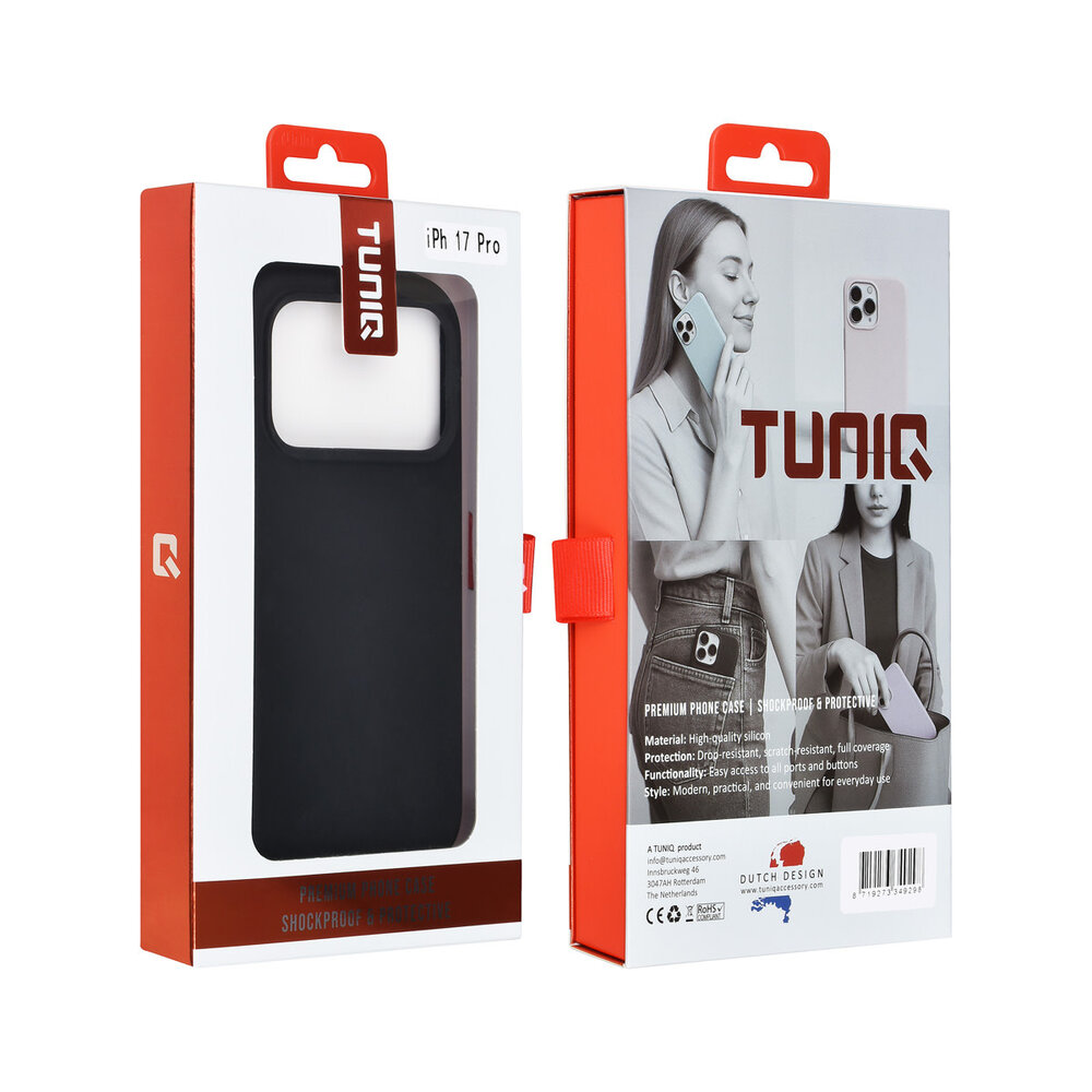 TUNIQ TUNIQ iPhone 17 Pro Back-Cover hul - Premium Liquid Silicon - Schwarz TUNIQ TUNIQ iPhone 17 Pro Back-Cover hul - Premium Liquid Silicon - Schwarz