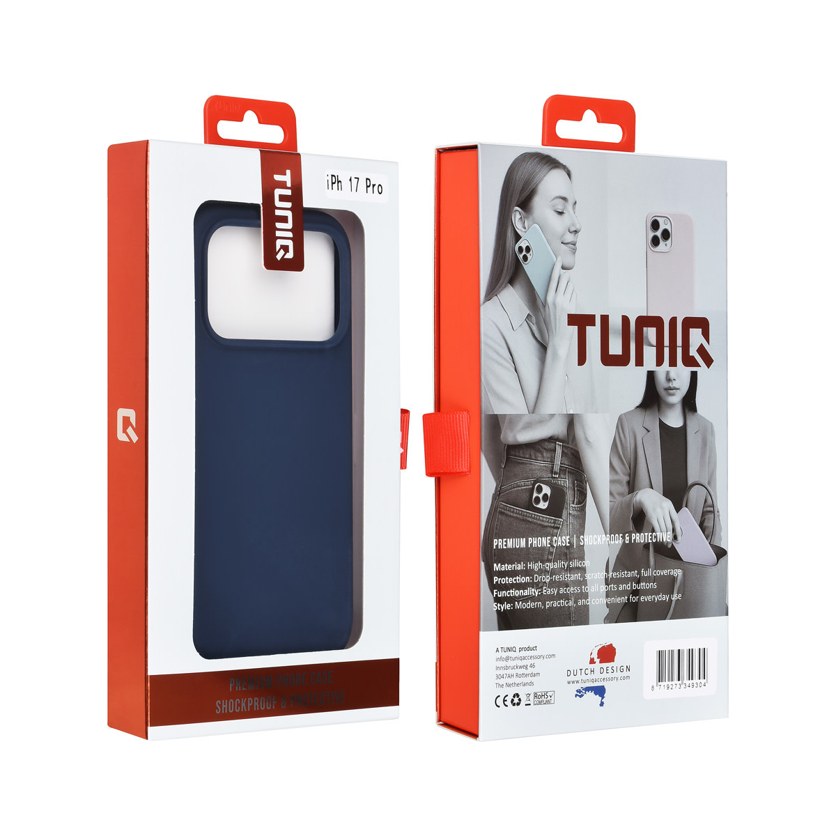 TUNIQ TUNIQ iPhone 17 Pro Backcover hoesje - Premium Liquid Silicon - DonkerBlauw, foto 6 van 6