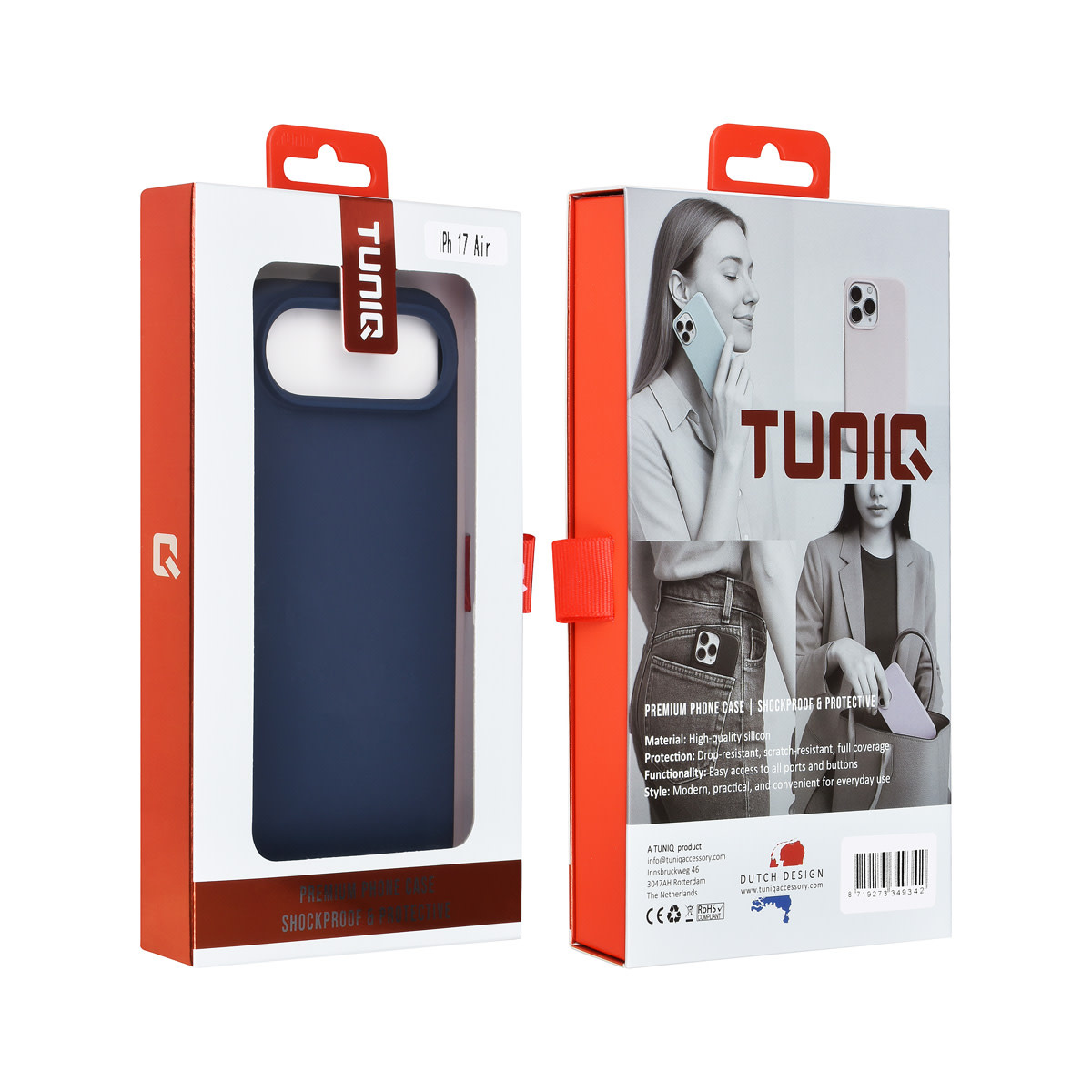 TUNIQ TUNIQ iPhone 17 Air Backcover hoesje - Premium Liquid Silicon - DonkerBlauw, foto 6 van 6