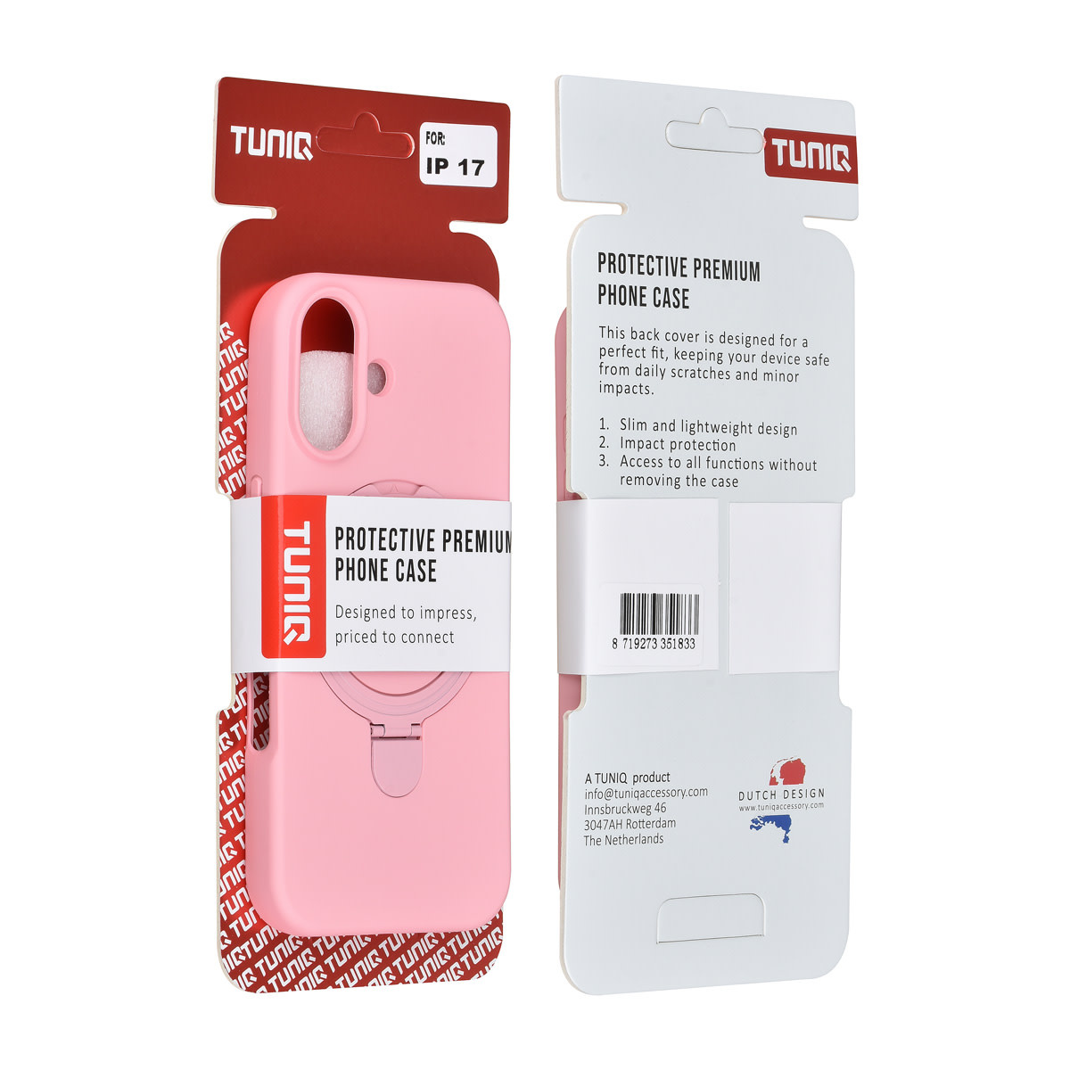 TUNIQ TUNIQ iPhone 17 Backcover hoesje - Magsafe With Ring Stand - Hanger - Sakura Pink, foto 3 van 3