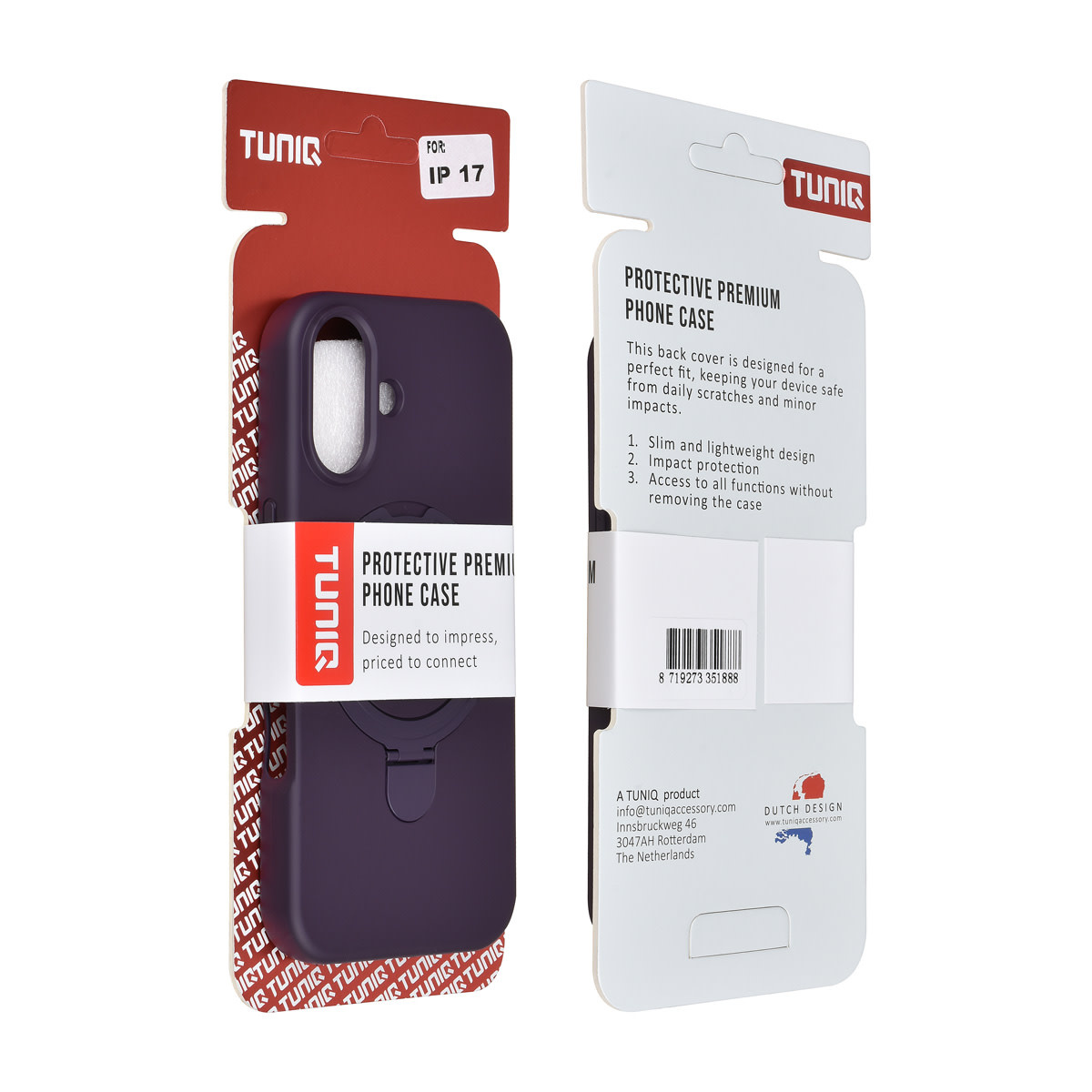 TUNIQ TUNIQ iPhone 17 Backcover hoesje - Magsafe With Ring Stand - Hanger - Grape Purple, foto 3 van 3