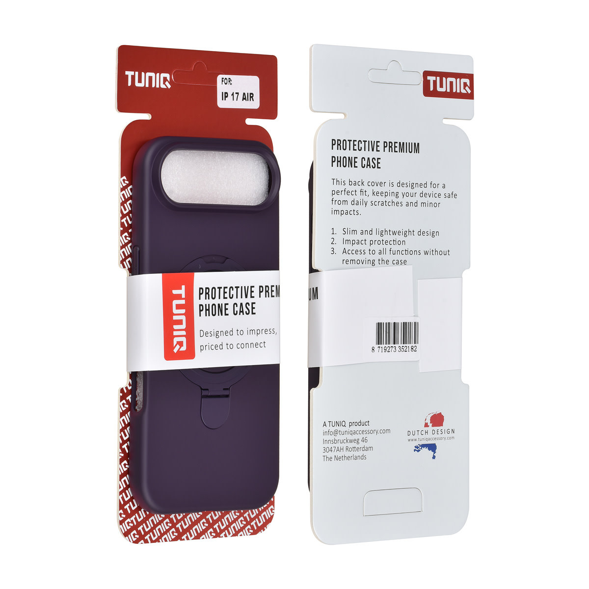 TUNIQ TUNIQ iPhone 17 Air Backcover hoesje - Magsafe With Ring Stand - Hanger - Grape Purple, foto 3 van 3