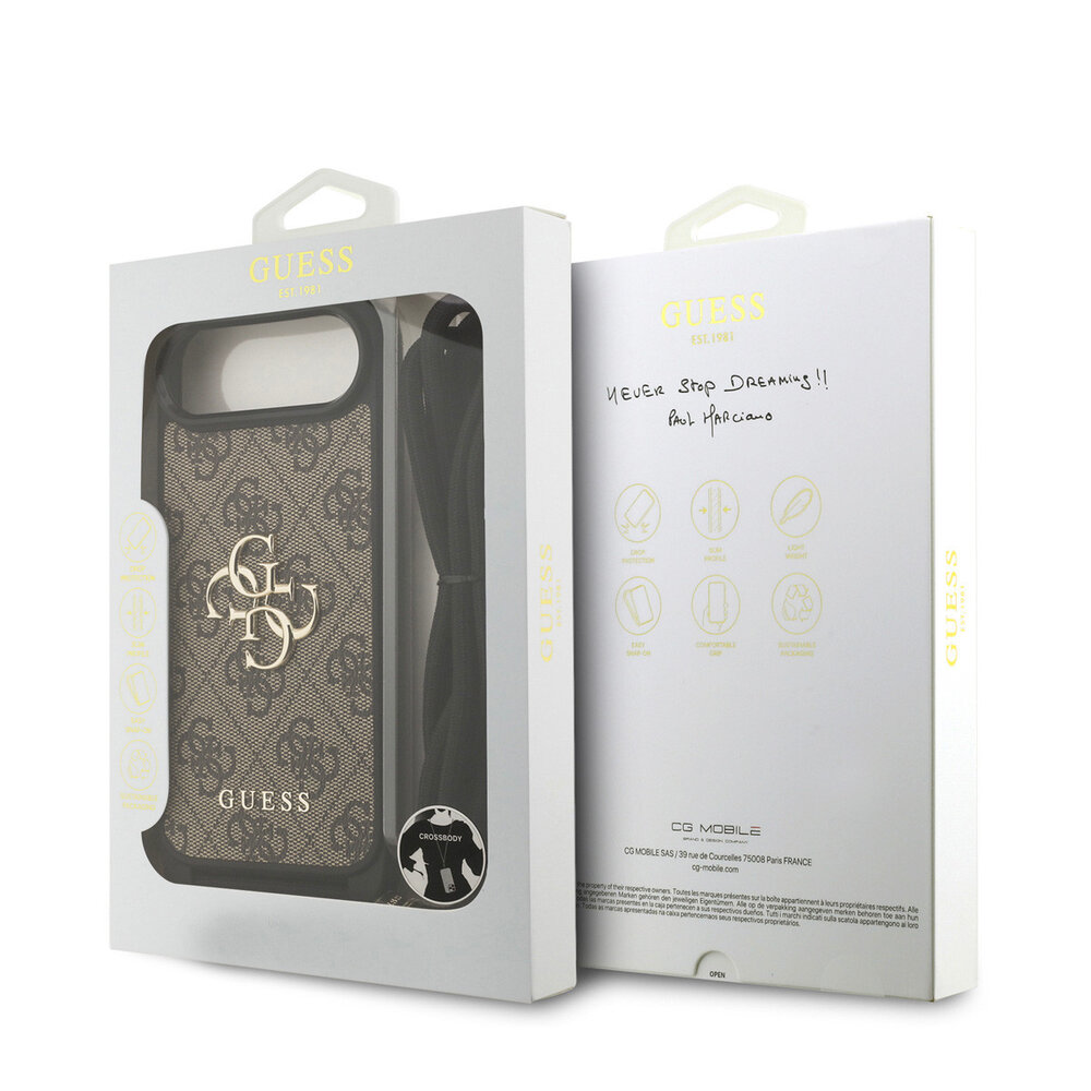 Guess Guess iPhone 17 Air Back cover case - Crossbody 4G Big Logo - Cord Strap - Brown Guess Guess iPhone 17 Air Back cover case - Crossbody 4G Big Logo - Cord Strap - Brown