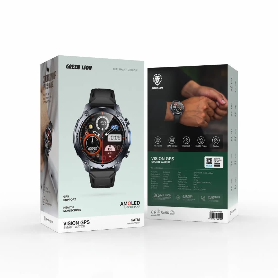 Green Lion Green Lion Vision GPS Smart Watch - Zwart, foto 4 van 4