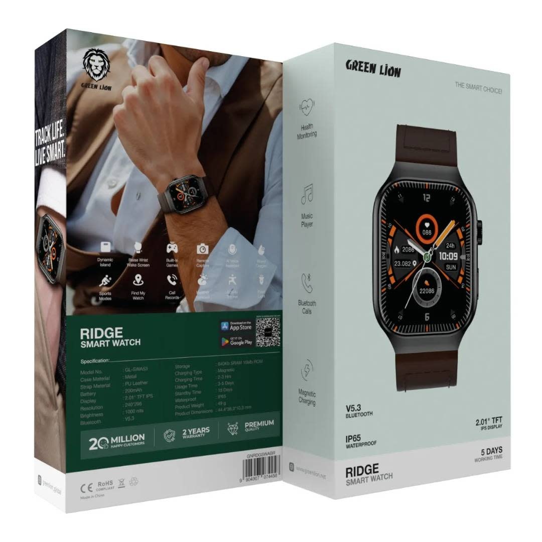 Green Lion Green Lion Ridge Smart Watch - Bruin, foto 4 van 4