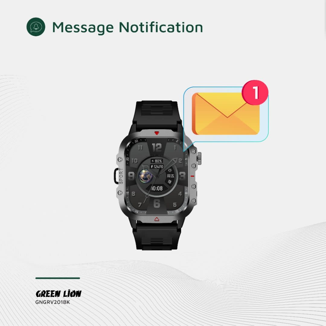 Green Lion Green Lion Gravix Smart Watch - Zwart, foto 6 van 6