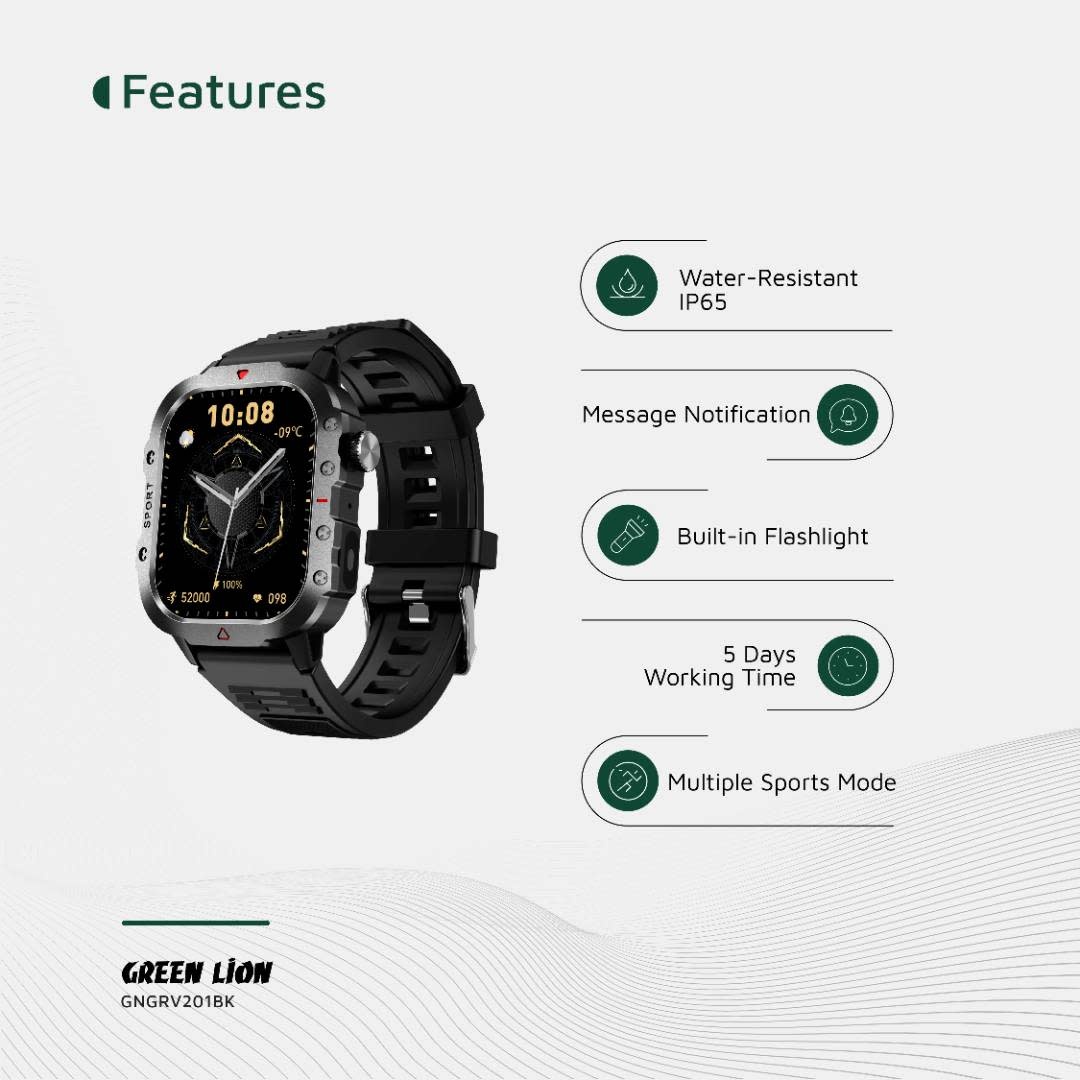 Green Lion Green Lion Gravix Smart Watch - Zwart, foto 5 van 6