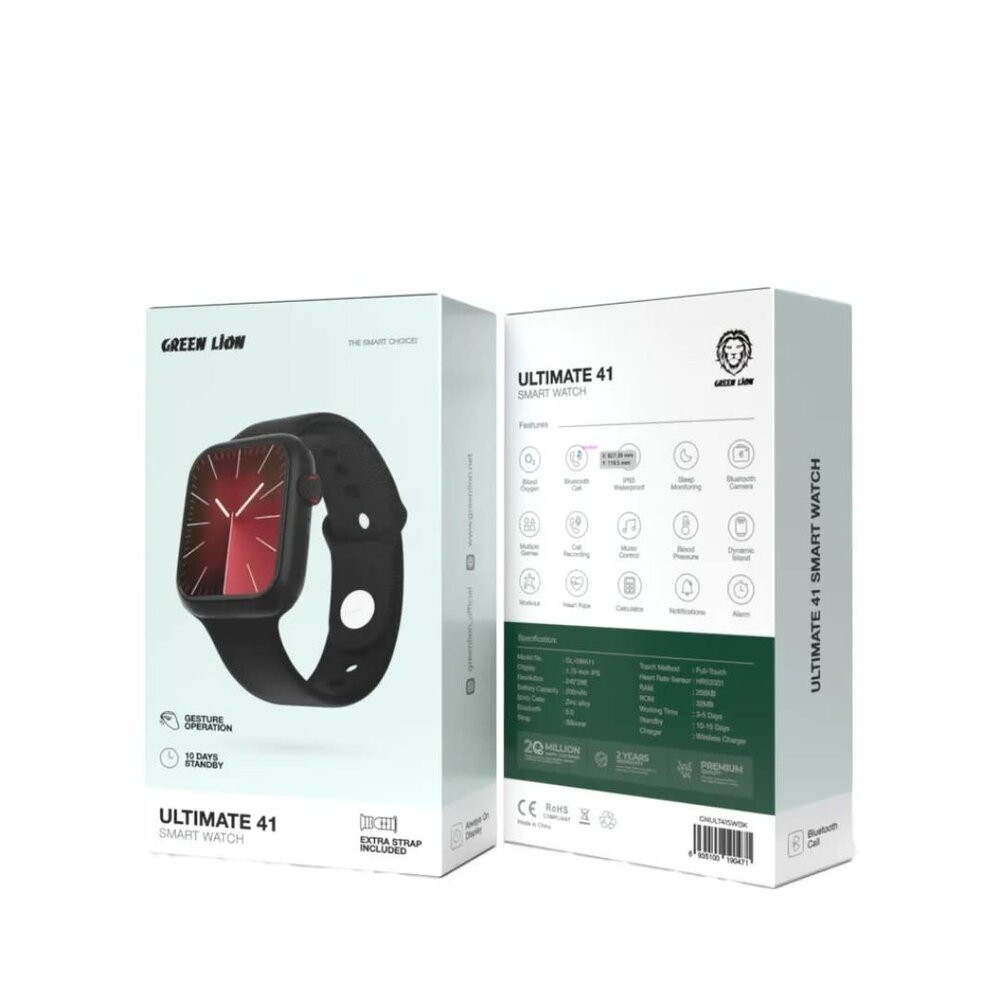Green Lion Green Lion Ultimate 41 Smart Watch - Zwart Green Lion Green Lion Ultimate 41 Smart Watch - Zwart