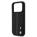 BMW BMW iPhone 17 Pro/iPhone 18 Pro Handyhülle PU-Kunstleder perforierte blaue Streifen Metalllogos - Schwarz