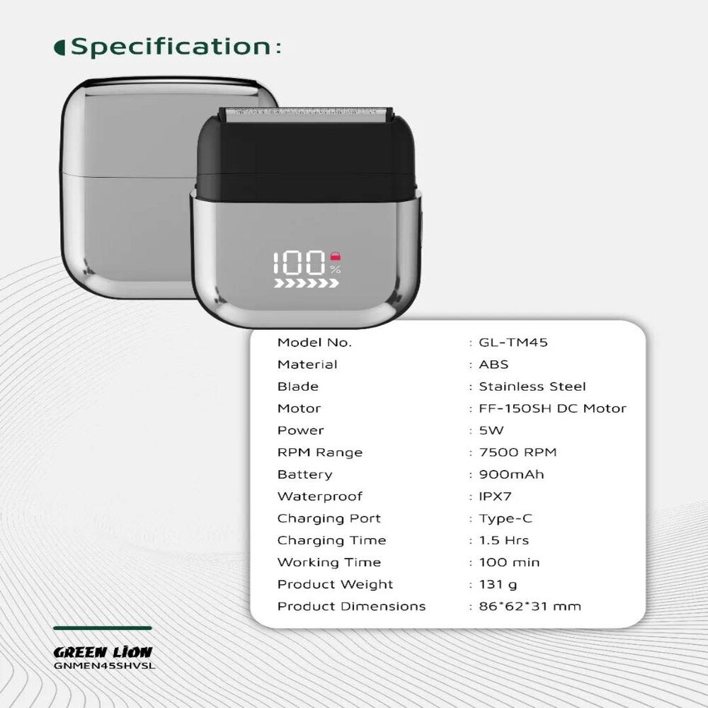 Green Lion Green Lion Men's Shaver X Wet and Dry Use - Argent Green Lion Green Lion Men's Shaver X Wet and Dry Use - Argent