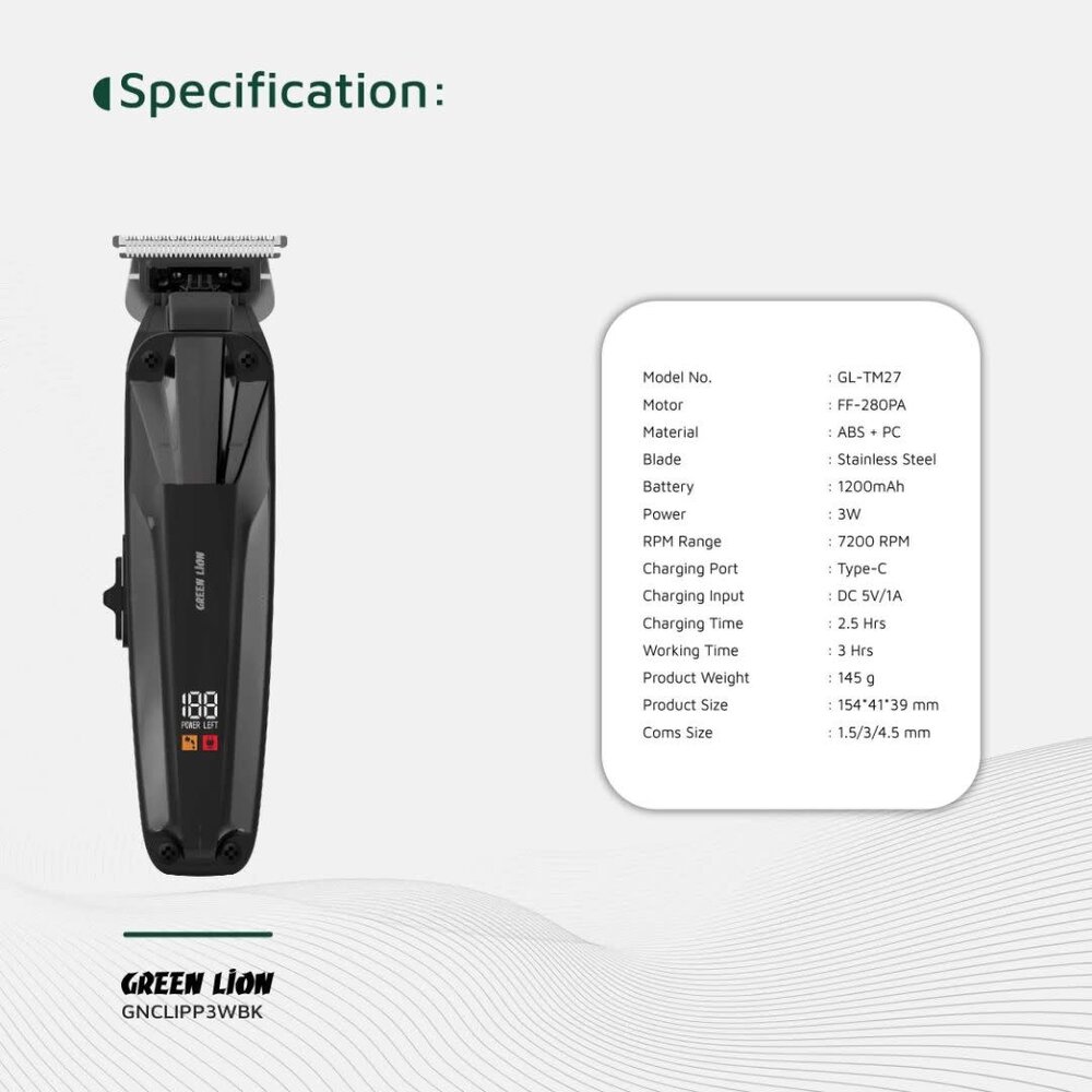 Green Lion Green Lion Clip Master Professional Hair Clipper - Black Green Lion Green Lion Clip Master Professional Hair Clipper - Black