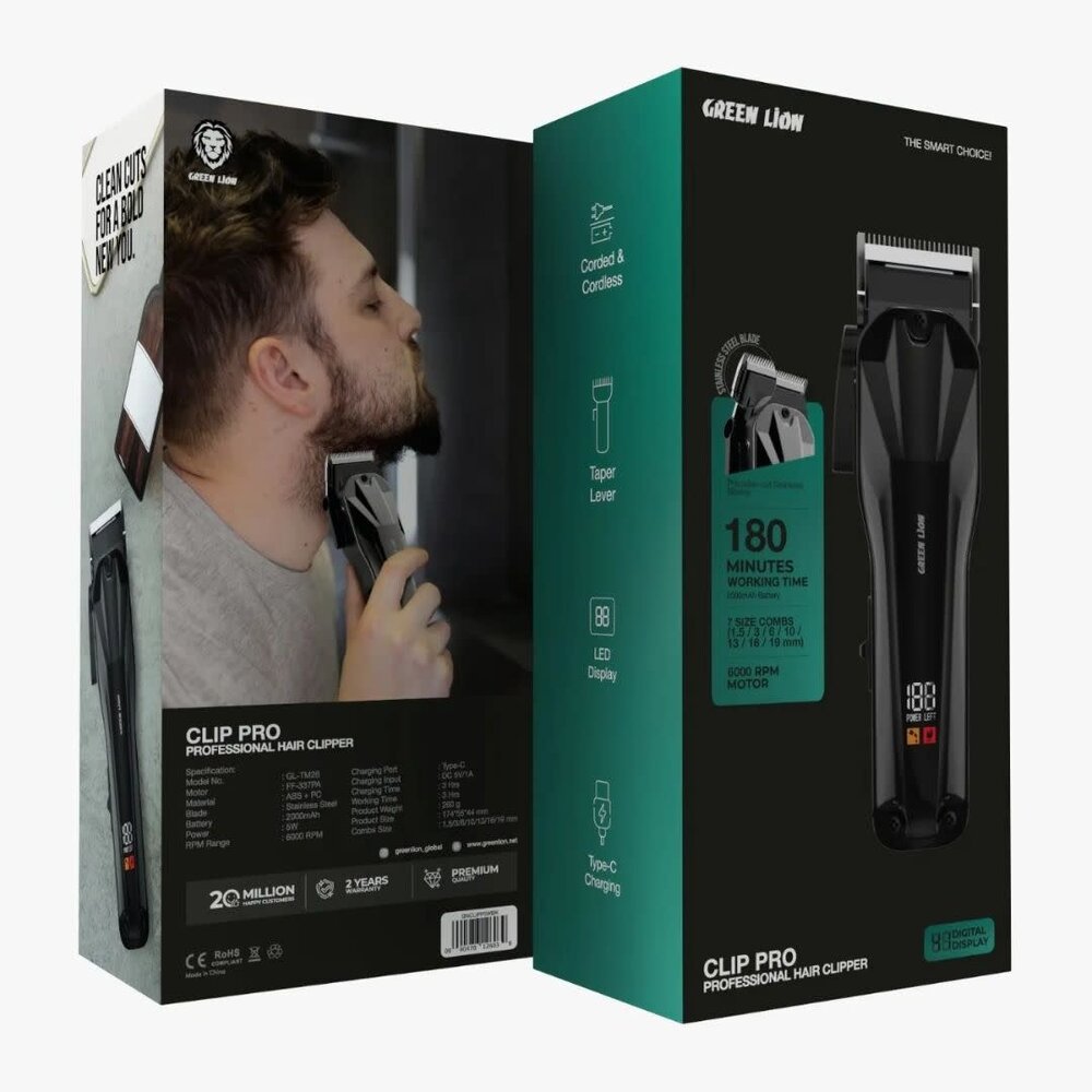 Green Lion Green Lion Clip Pro Professional Hair Clipper - Noir Green Lion Green Lion Clip Pro Professional Hair Clipper - Noir