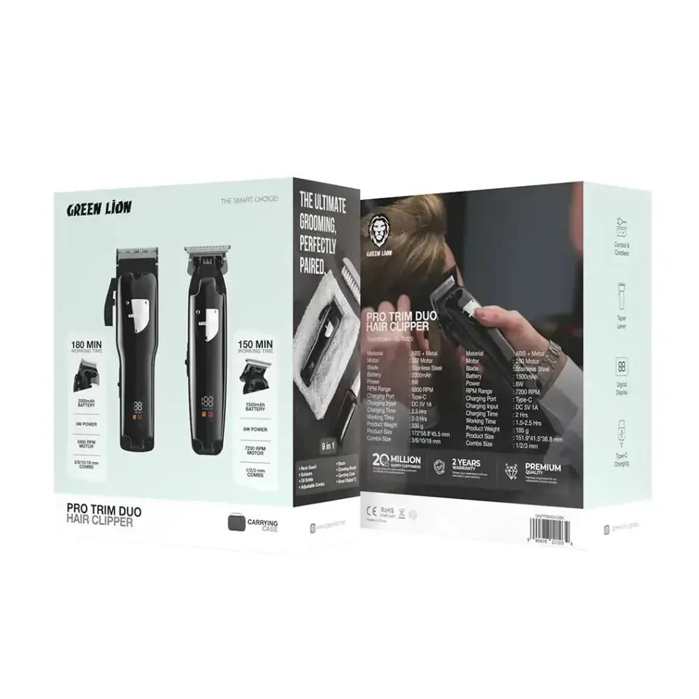 Green Lion Green Lion Pro Trim Duo Hair Clipper - Schwarz Green Lion Green Lion Pro Trim Duo Hair Clipper - Schwarz