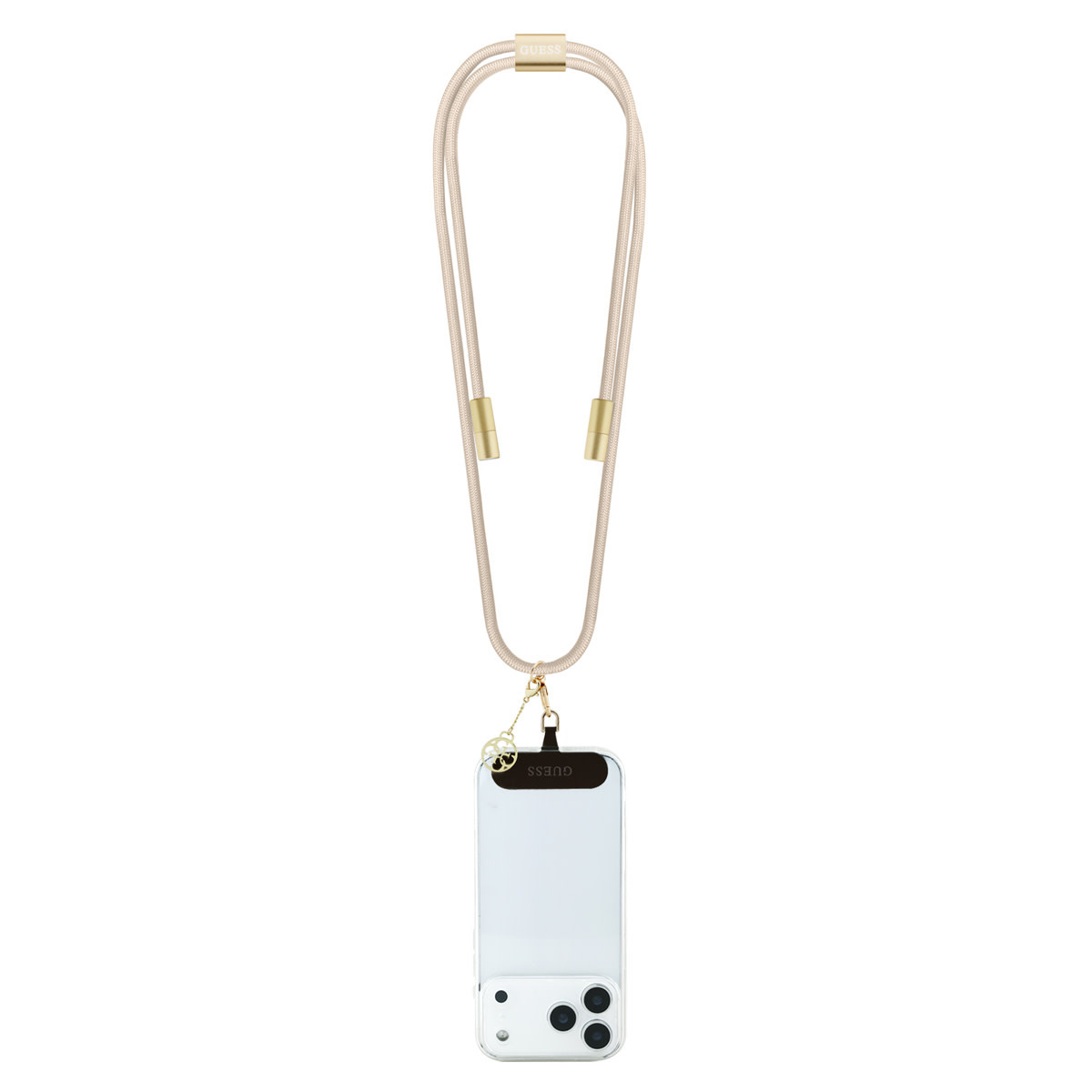 Guess Guess Crossbody Cord with Charging Cable and Tether Patch - USB-C to USB-C - 4G Charm - Beige, foto 2 van 4