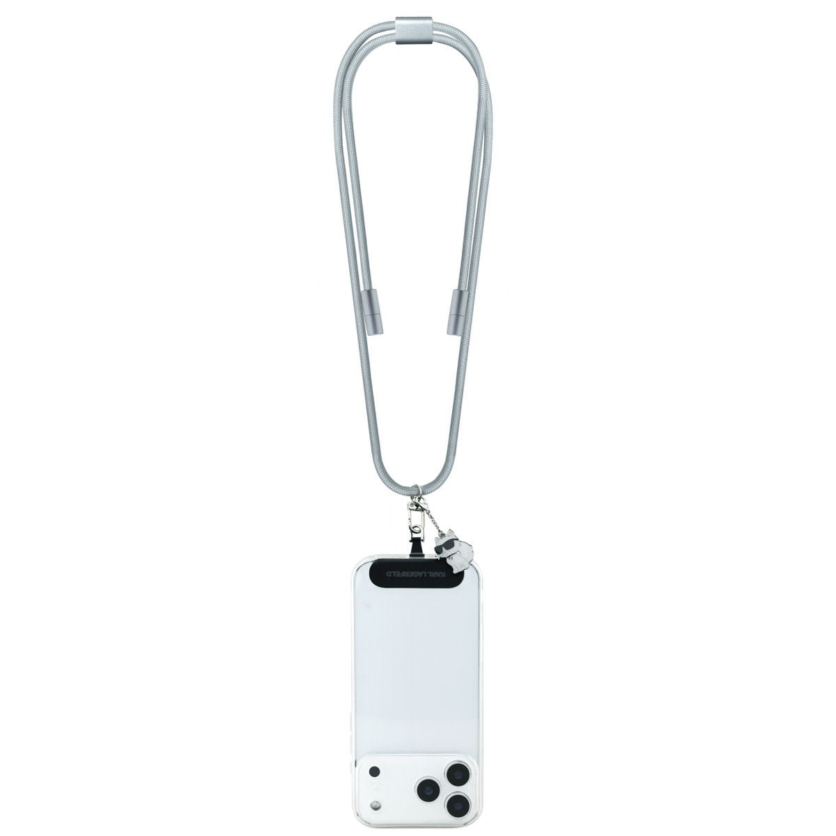 Karl Lagerfeld Karl Lagerfeld Crossbody Cord with Charging Cable and Tether Patch - USB-C to USB-C - Choupette Charm - Grijs, foto 2 van 4