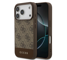 Guess Guess iPhone 17 Pro Backcover hoesje - 4G Bottom Stripe - Bruin Guess Guess iPhone 17 Pro Backcover hoesje - 4G Bottom Stripe - Bruin
