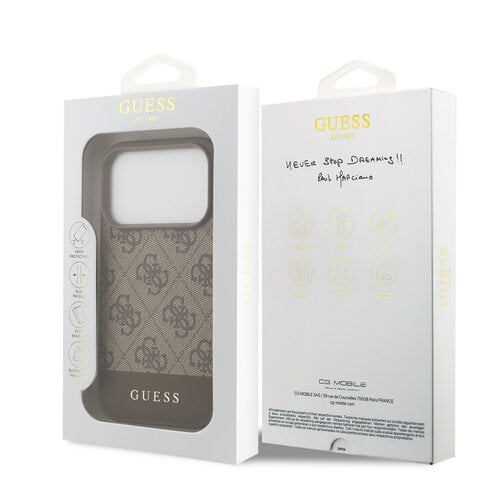 Guess Guess iPhone 17 Pro/iPhone 18 Pro Coque arrière Bande 4G en bas - Marron