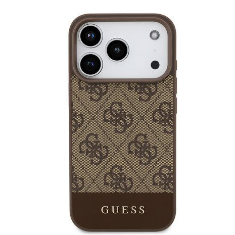 Guess Guess iPhone 17 Pro Back cover case - 4G Bottom Stripe - Brown Guess Guess iPhone 17 Pro Back cover case - 4G Bottom Stripe - Brown
