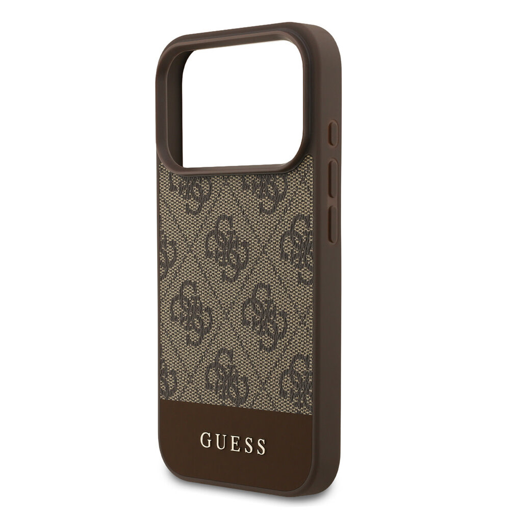 Guess Guess iPhone 17 Pro Backcover hoesje - 4G Bottom Stripe - Bruin Guess Guess iPhone 17 Pro Backcover hoesje - 4G Bottom Stripe - Bruin