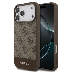 Guess iPhone 17 Pro Max/iPhone 18 Pro Max Coque arrière Bande 4G en bas - Marron