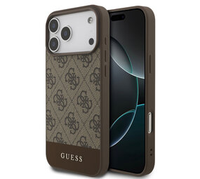 Guess Guess iPhone 17 Pro Max Backcover hoesje - 4G Bottom Stripe - Bruin Guess Guess iPhone 17 Pro Max Backcover hoesje - 4G Bottom Stripe - Bruin