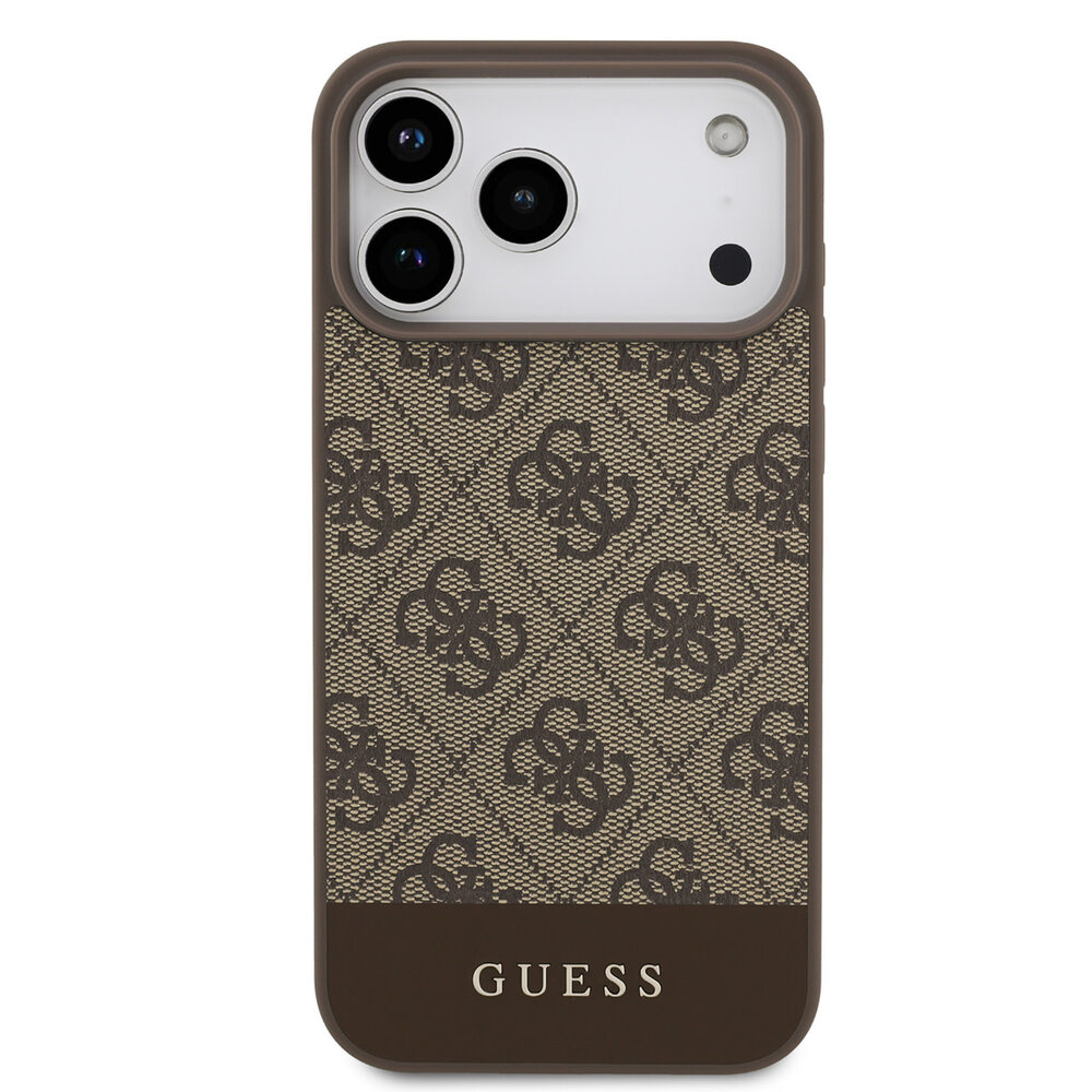 Guess Guess iPhone 17 Pro Max Back-Cover hul - 4G Bottom Stripe - Braun Guess Guess iPhone 17 Pro Max Back-Cover hul - 4G Bottom Stripe - Braun
