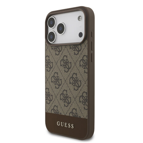 Guess Guess iPhone 17 Pro Max Backcover hoesje - 4G Bottom Stripe - Bruin Guess Guess iPhone 17 Pro Max Backcover hoesje - 4G Bottom Stripe - Bruin