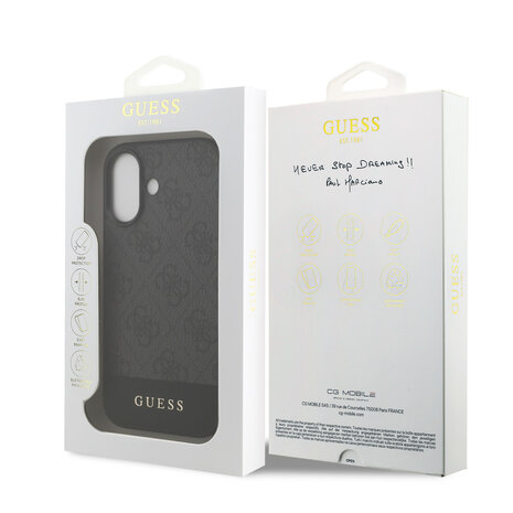 Guess Guess iPhone 17 Back-Cover hul - 4G Bottom Stripe - Grau Guess Guess iPhone 17 Back-Cover hul - 4G Bottom Stripe - Grau