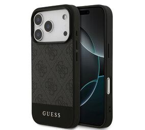 Guess Guess iPhone 17 Pro Back-Cover hul - 4G Bottom Stripe - Grau Guess Guess iPhone 17 Pro Back-Cover hul - 4G Bottom Stripe - Grau