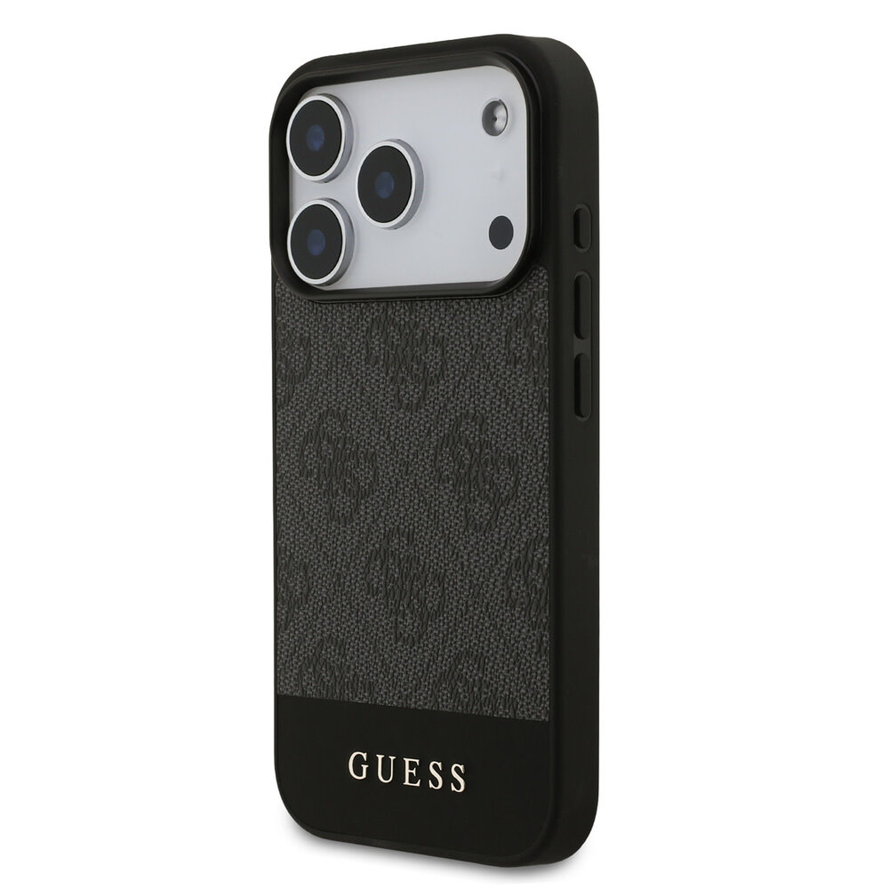 Guess Guess iPhone 17 Pro Backcover hoesje - 4G Bottom Stripe - Grijs Guess Guess iPhone 17 Pro Backcover hoesje - 4G Bottom Stripe - Grijs