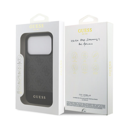 Guess Guess iPhone 17 Pro/iPhone 18 Pro Coque arrière Bande 4G en bas - Gris