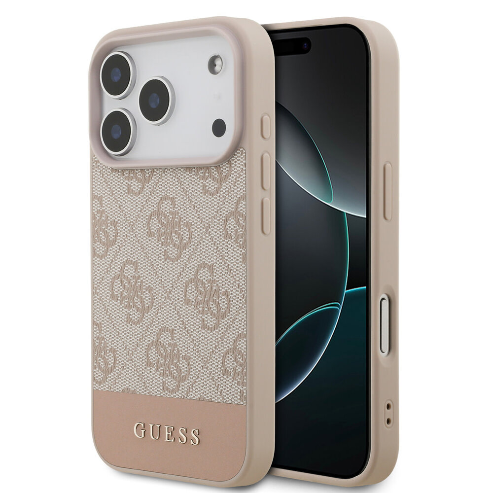 Guess Guess iPhone 17 Pro Back-Cover hul - 4G Bottom Stripe - Rosa Guess Guess iPhone 17 Pro Back-Cover hul - 4G Bottom Stripe - Rosa