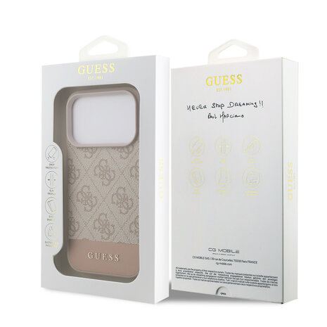 Guess Guess iPhone 17 Pro Back-Cover hul - 4G Bottom Stripe - Rosa Guess Guess iPhone 17 Pro Back-Cover hul - 4G Bottom Stripe - Rosa