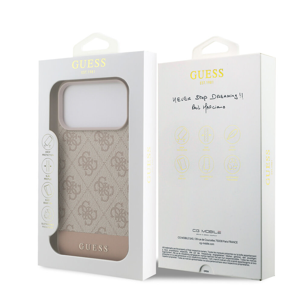 Guess Guess iPhone 17 Pro Max Back cover case - 4G Bottom Stripe - Pink