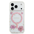 Guess Guess iPhone 17 Pro/iPhone 18 Pro Coque arrière MagSafe Motif floral en résine - Rose
