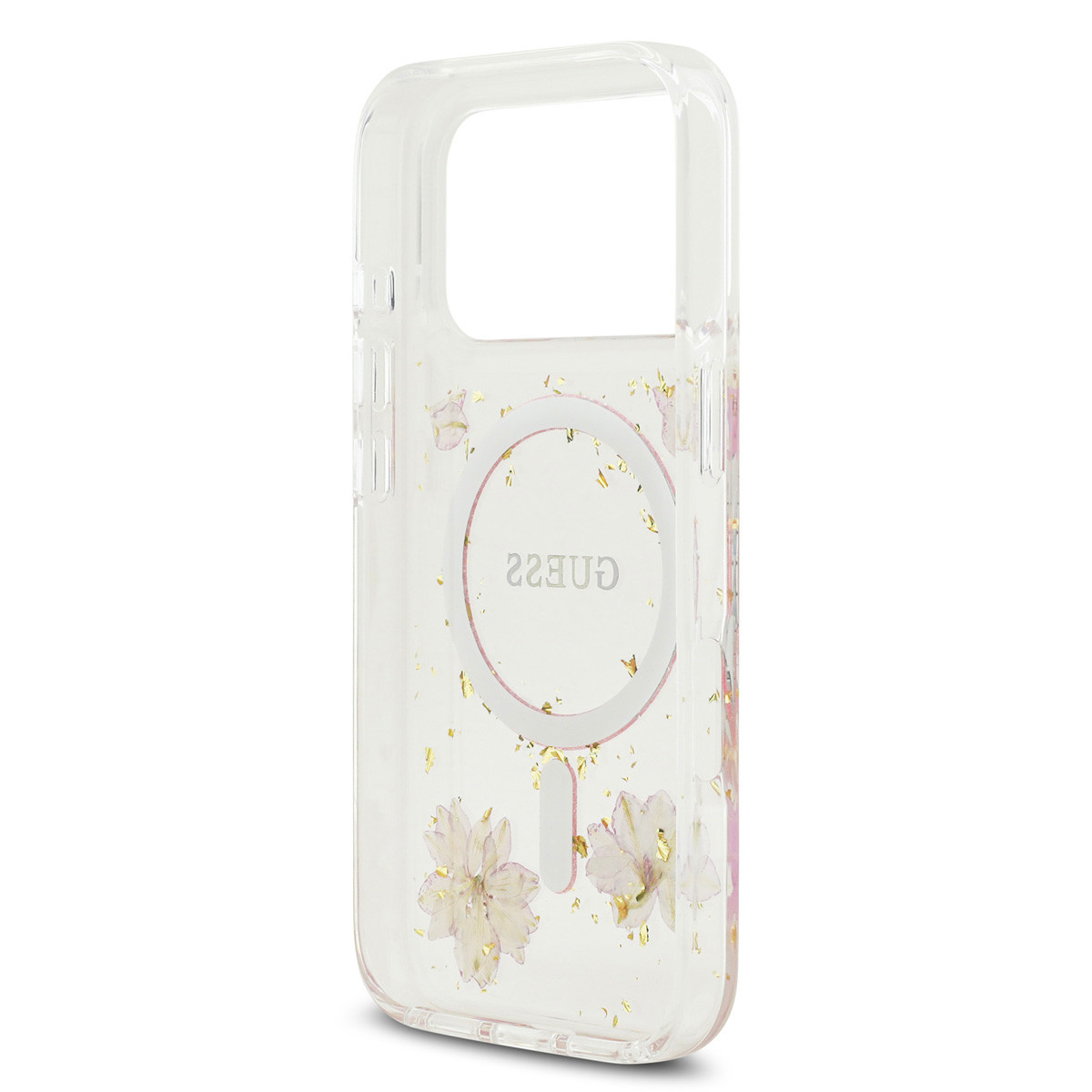 Guess Guess iPhone 17 Pro Backcover hoesje - Magsafe - Resin Flowers Design - Roze, foto 6 van 6