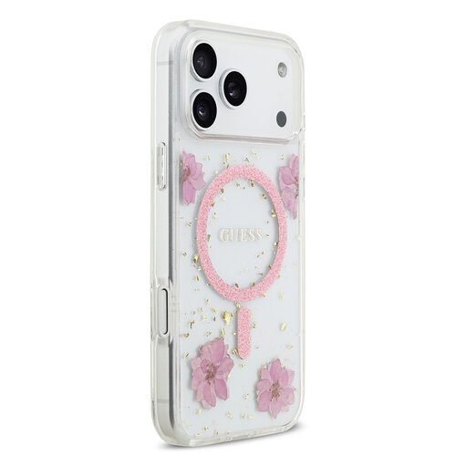 Guess Guess iPhone 17 Pro Max/iPhone 18 Pro Max Handyhülle MagSafe Blumendesign aus Kunstharz - Rosa