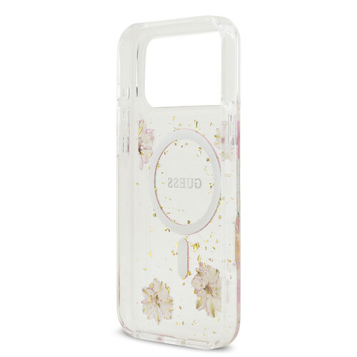 Guess Guess iPhone 17 Pro Max/iPhone 18 Pro Max Coque arrière MagSafe Motif floral en résine - Rose