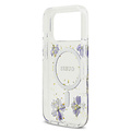 Guess Guess iPhone 17 Pro/iPhone 18 Pro Coque arrière MagSafe Motif floral en résine - Violet