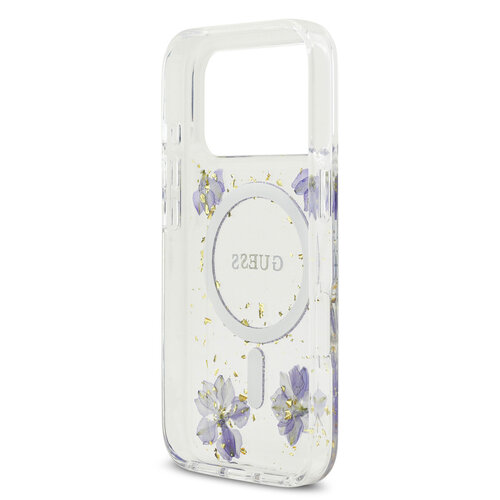 Guess Guess iPhone 17 Pro/iPhone 18 Pro Handyhülle MagSafe Blumendesign aus Kunstharz - Violett