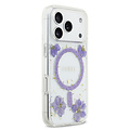 Guess Guess iPhone 17 Pro/iPhone 18 Pro Coque arrière MagSafe Motif floral en résine - Violet