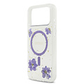 Guess Guess iPhone 17 Pro Max/iPhone 18 Pro Max Coque arrière MagSafe Motif floral en résine - Violet
