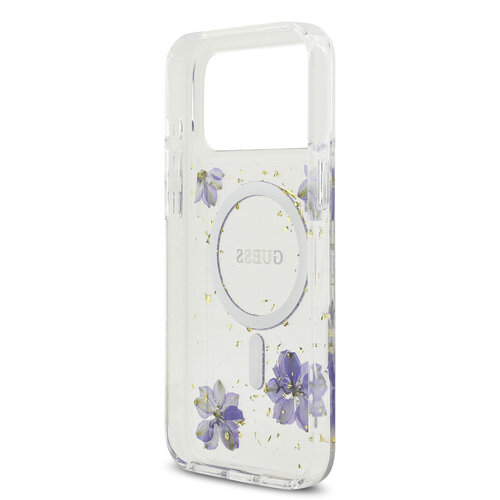 Guess Guess iPhone 17 Pro Max/iPhone 18 Pro Max Coque arrière MagSafe Motif floral en résine - Violet