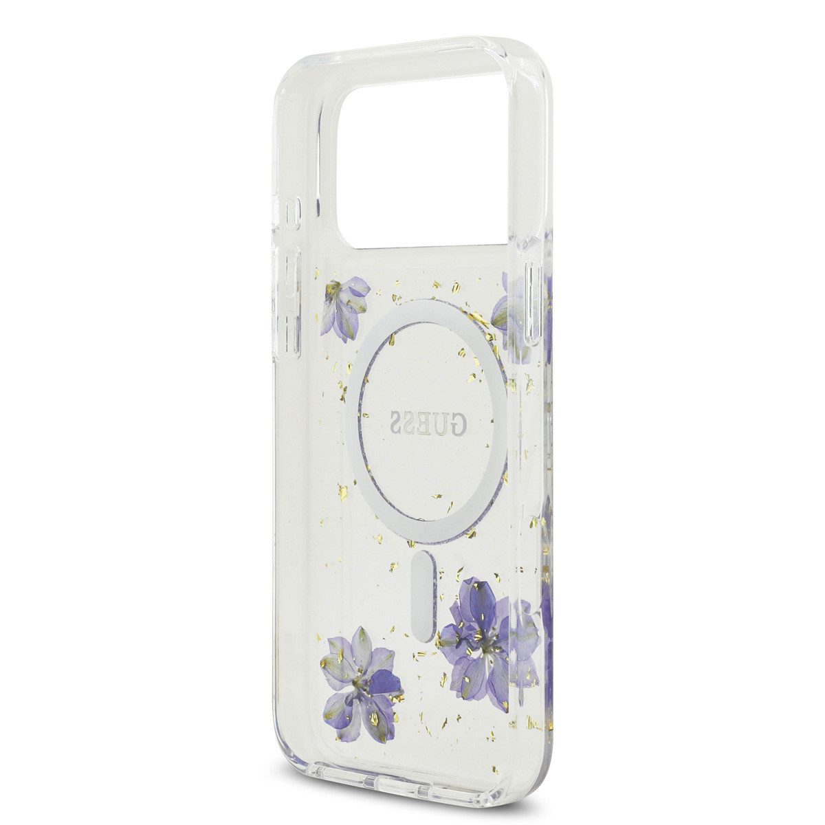 Guess Guess iPhone 17 Pro Max Backcover hoesje - Magsafe - Resin Flowers Design - Paars, foto 6 van 6